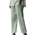 thumbnail image 1 of Cotton and Linen Casual Pants for Womens Plus Size Thin Striped Linen Loose Casual High Waisted Drawstring Side Pocket Length Up to 65% off!, 1 of 6