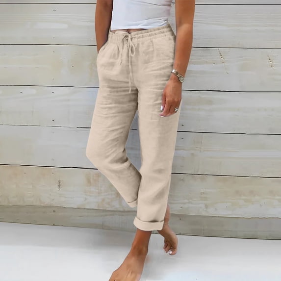 Cotton and Linen Embroidered Wide Leg Pants for Women Spring and Summer Loose High Waist Straight Casual Pants