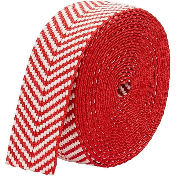 Cotton and Polycotton Webbing - Jacquard and Flat Webbing Striped Pattern for Bag Handles for DIY Red