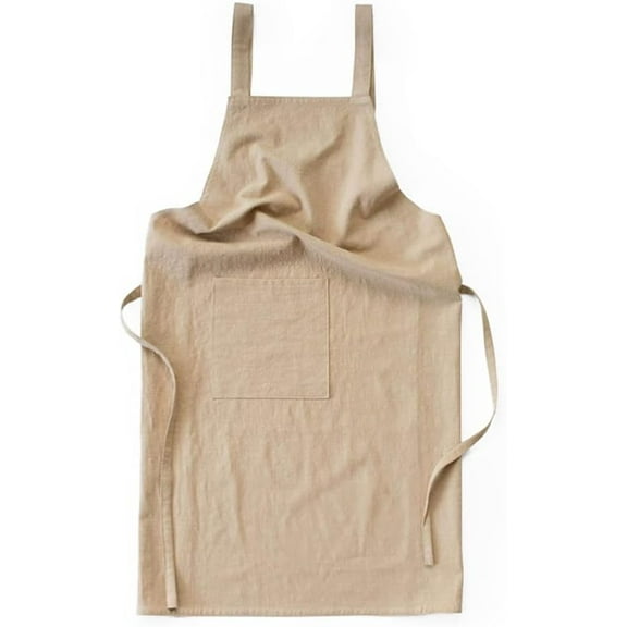 Cotton and linen Aprons Kitchen Cooking Aprons, Adjustable Bib Chef Apron with 1 Pockets for Men Women