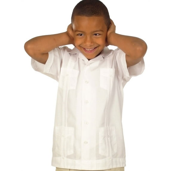 Cotton blend traditional boy guayabera SIZE:2T COLOR:WH
