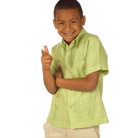 Cotton blend traditional boy guayabera SIZE:8 COLOR:LIM