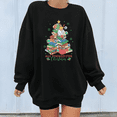 thumbnail image 1 of Cotton comfortable and Trendy Christmas cute deer and book graphic Round-neck long-sleeved black S-3XL, 1 of 6