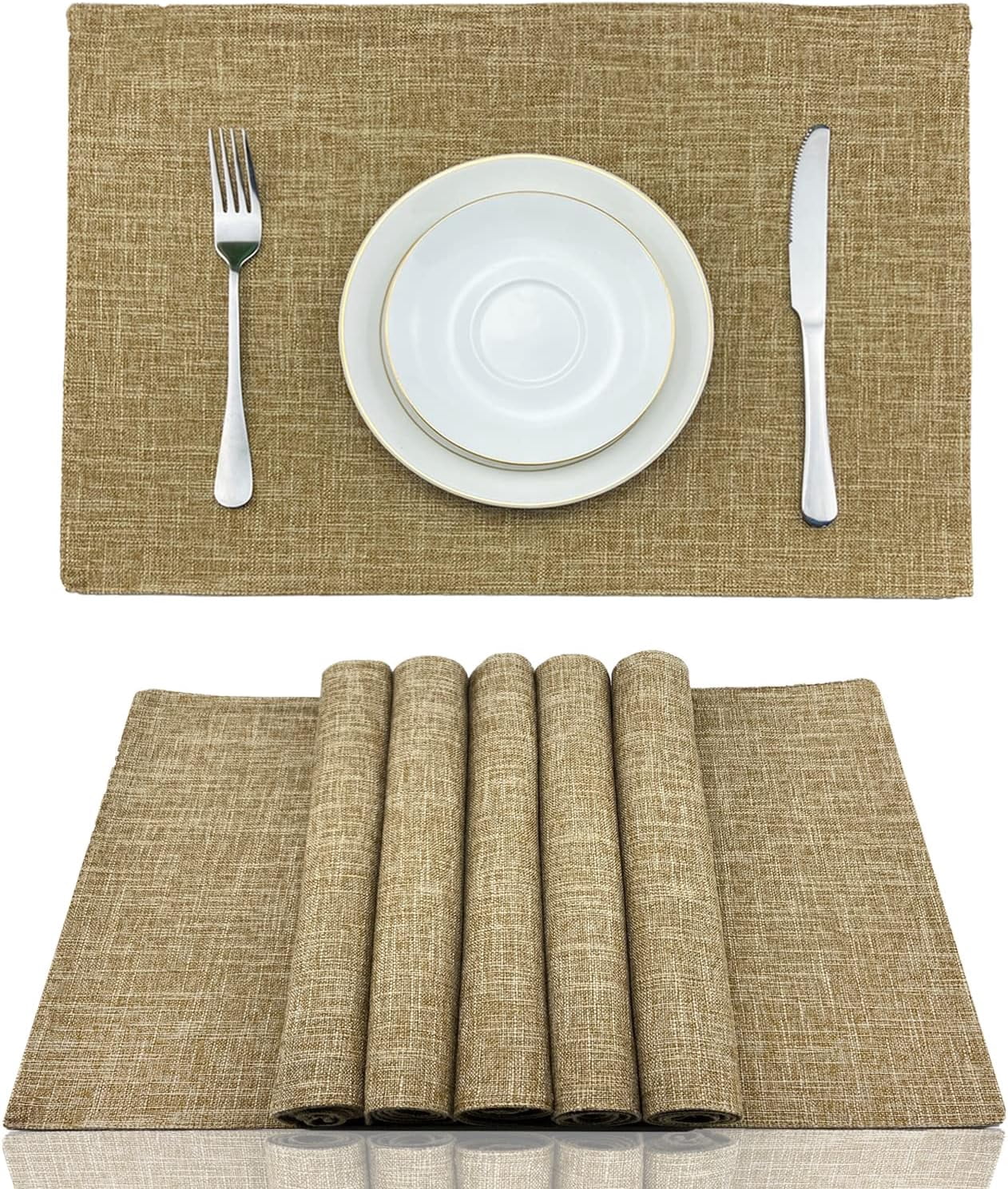 Cotton fabric table mat set of 6, heat-resistant restaurant table mats ...