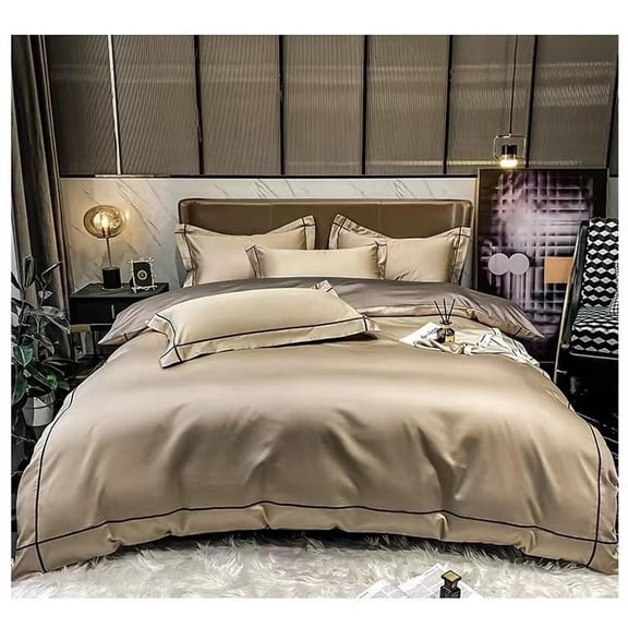 China 4-Piece 100% Cotton Quilt Cover Sheet, Beige, 1.8 m Bed