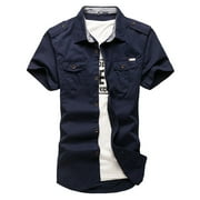 Cotton men's shirt plus size outdoor workwear short-sleeved shirt for men