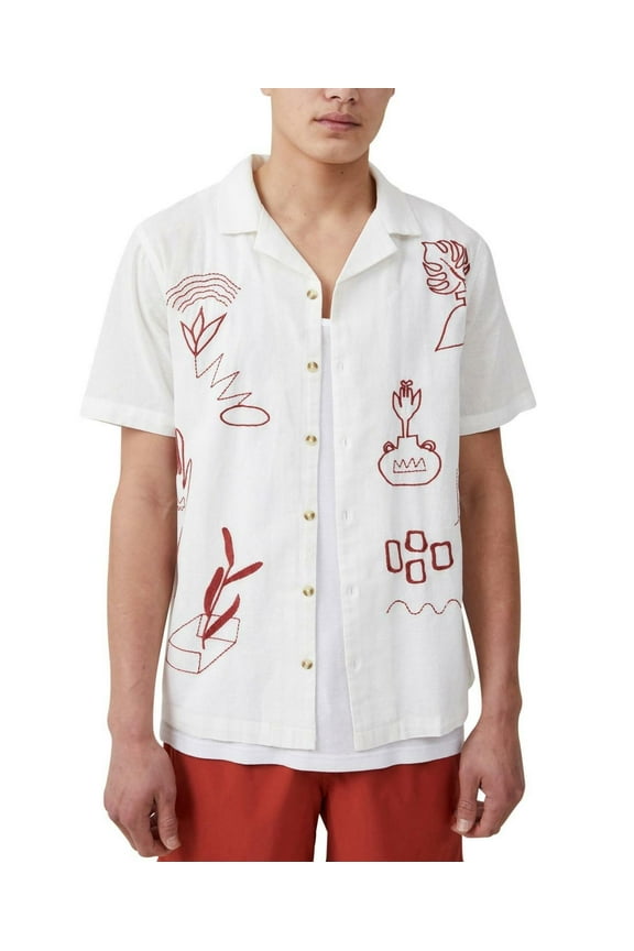 Men's Cabana Short Sleeve Shirt - Red Art