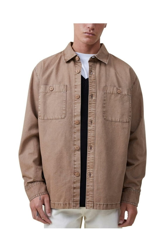 Men's Heavy Oversized Fit Overshirt - Sand Ripstop