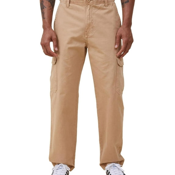 Cotton On Mens Tactical Twill Casual Cargo Pants, Yellow, 38W x 32L