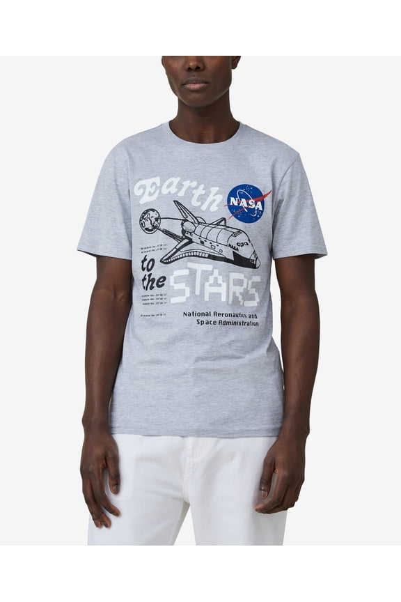 Men's Tbar Collab Pop Culture Crew Neck NASA T-shirt Light Gray-2XL
