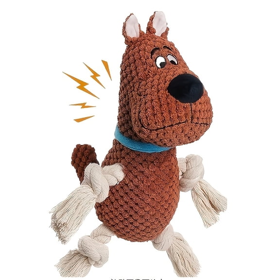 Cotton rope dog, interactive squeaky dog ​​toy with pull rope, large dog tug-of-war toy, plush puppy chew toy, suitable for small, medium and large dogs