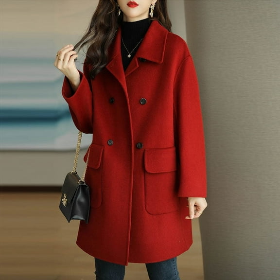Cotton woolen coat for women - new thickened medium-length woolen coat