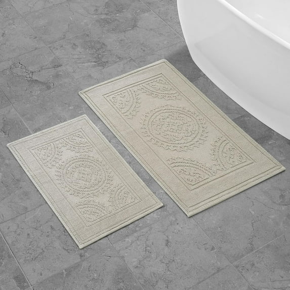 Cotton17x24/20x32 in. 2-Piece Bath Rug Set, Taupe Gray Light Taupe 17x24/20x32 in. Set