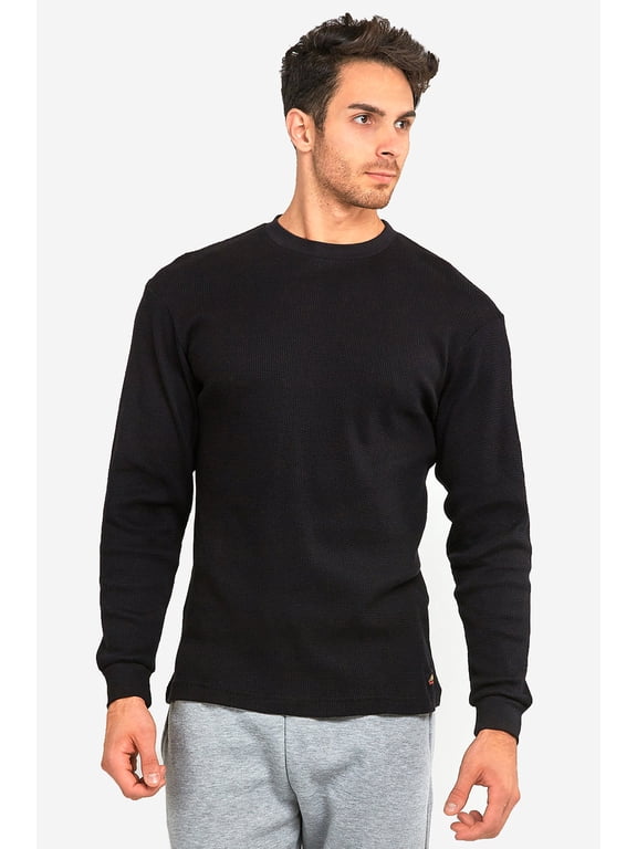 Men's Classic Waffle Knit Mid-Weight Cotton Long Sleeve Light Thermal T-Shirt Top