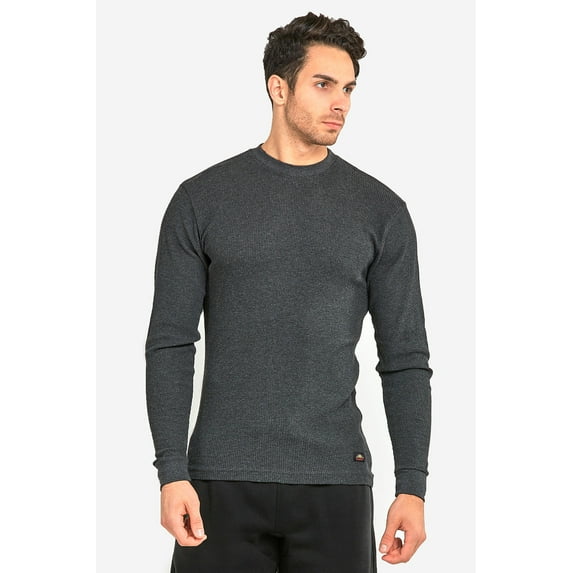 Cottonbell Men's Classic Waffle Knit Mid-Weight Cotton Long Sleeve Light Thermal T-Shirt Top