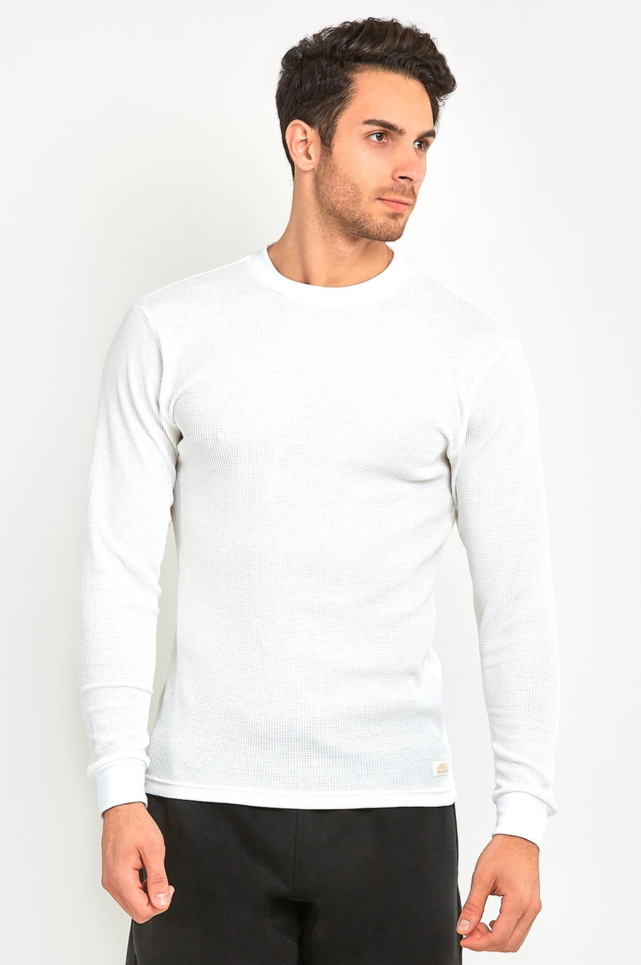 Cottonbell Men's Classic Waffle Knit Mid-Weight Cotton Long Sleeve