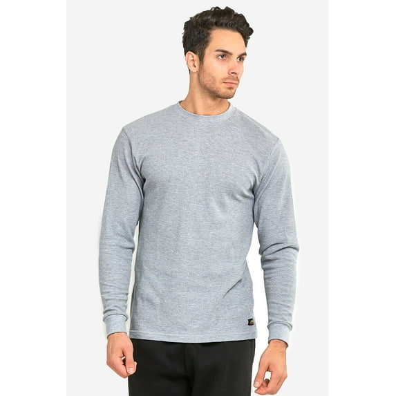 Cottonbell Men's Classic Waffle Knit Mid-Weight Cotton Long Sleeve Light Thermal T-Shirt Top