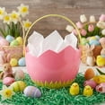 thumbnail image 1 of Cottondale Pink Cracked Egg Easter Basket 8.6" Plastic Spring Candy Pail Bucket, 1 of 4