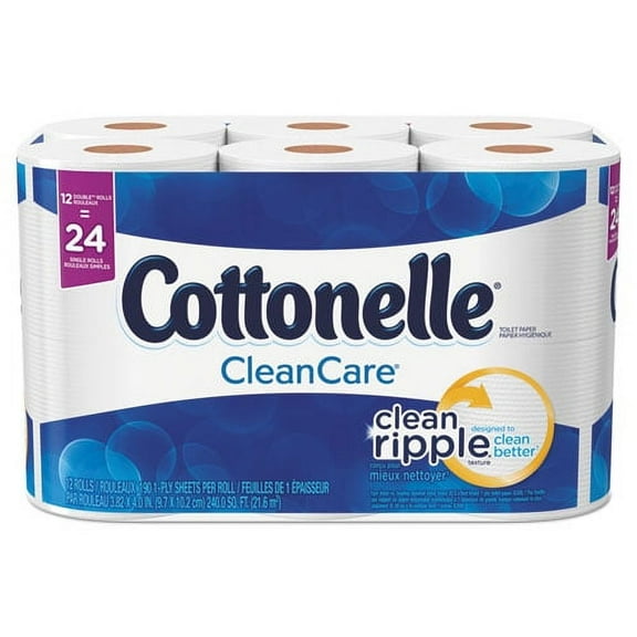Cottonelle Clean Care Bathroom Tissue, Septic Safe, 1-Ply, White, 170 Sheets/Roll, 12 Rolls/Pack (12456PK) - 5 Pack