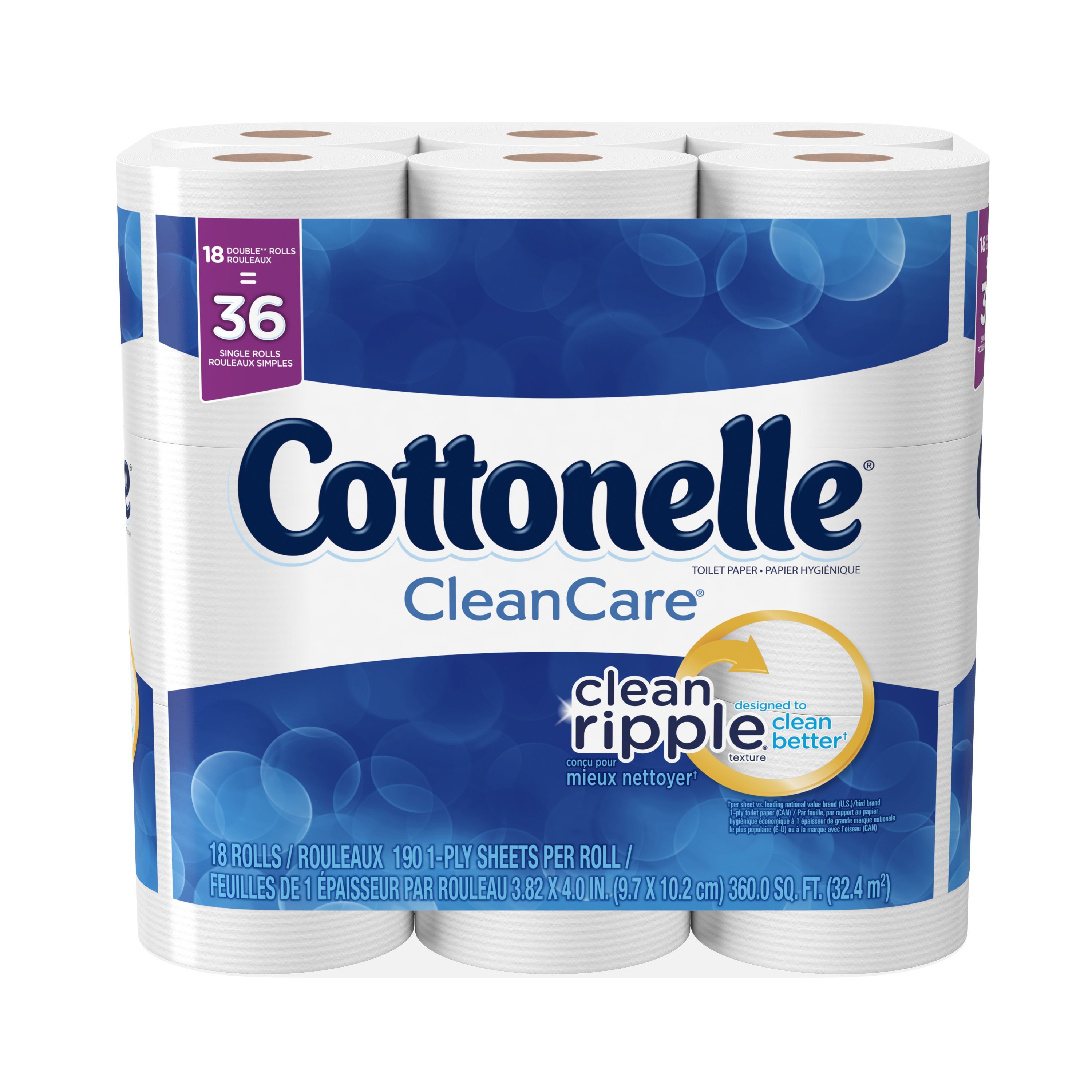 Cottonelle Clean Care Toilet Paper, 18 Double Rolls - image 1 of 8