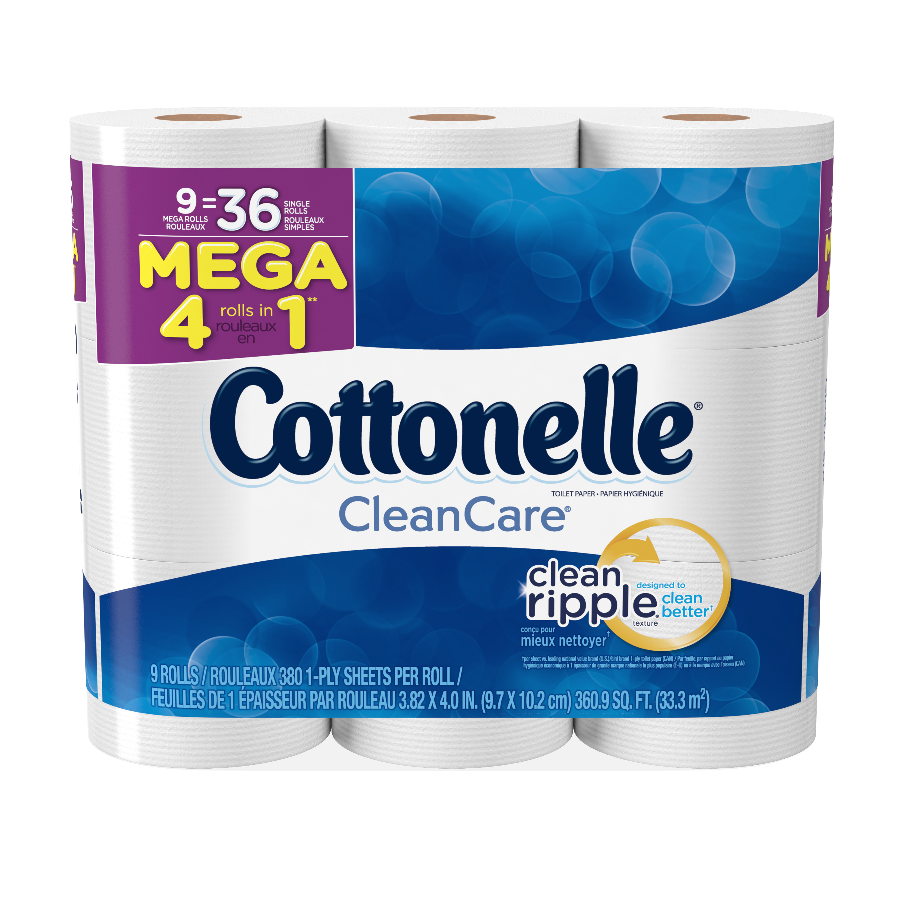 Cottonelle Clean Care Toilet Paper Mega Rolls - 9 CT - image 1 of 8