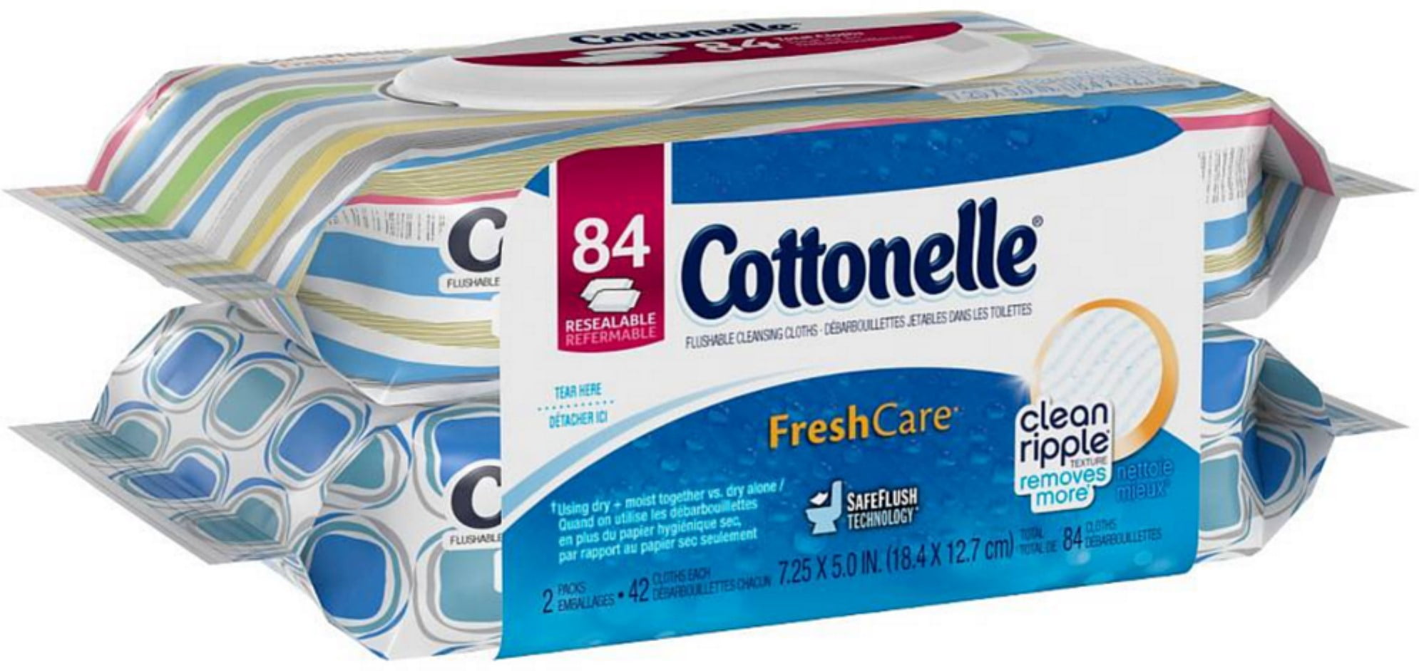 Cottonelle Flushable Cleansing Cloths Refills, Fresh Care, 42 per pack, 2 ea (Pack of 4)