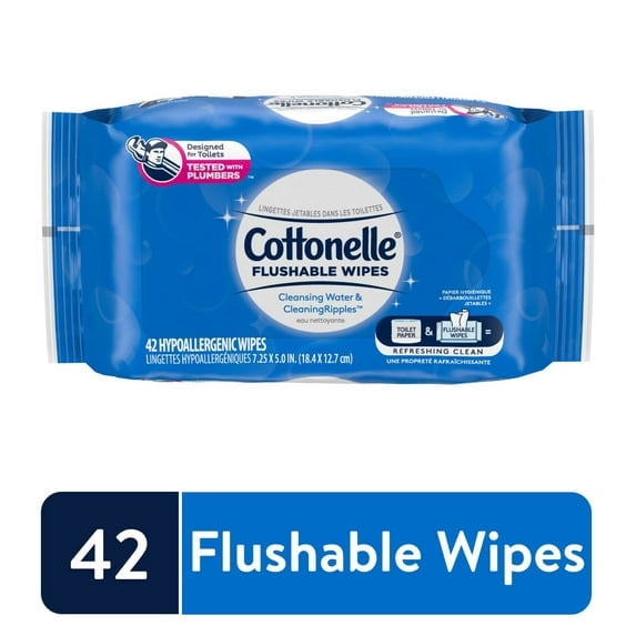 Cottonelle Flushable Wet Wipes, 1 Resealable Pack, 42 Wipes