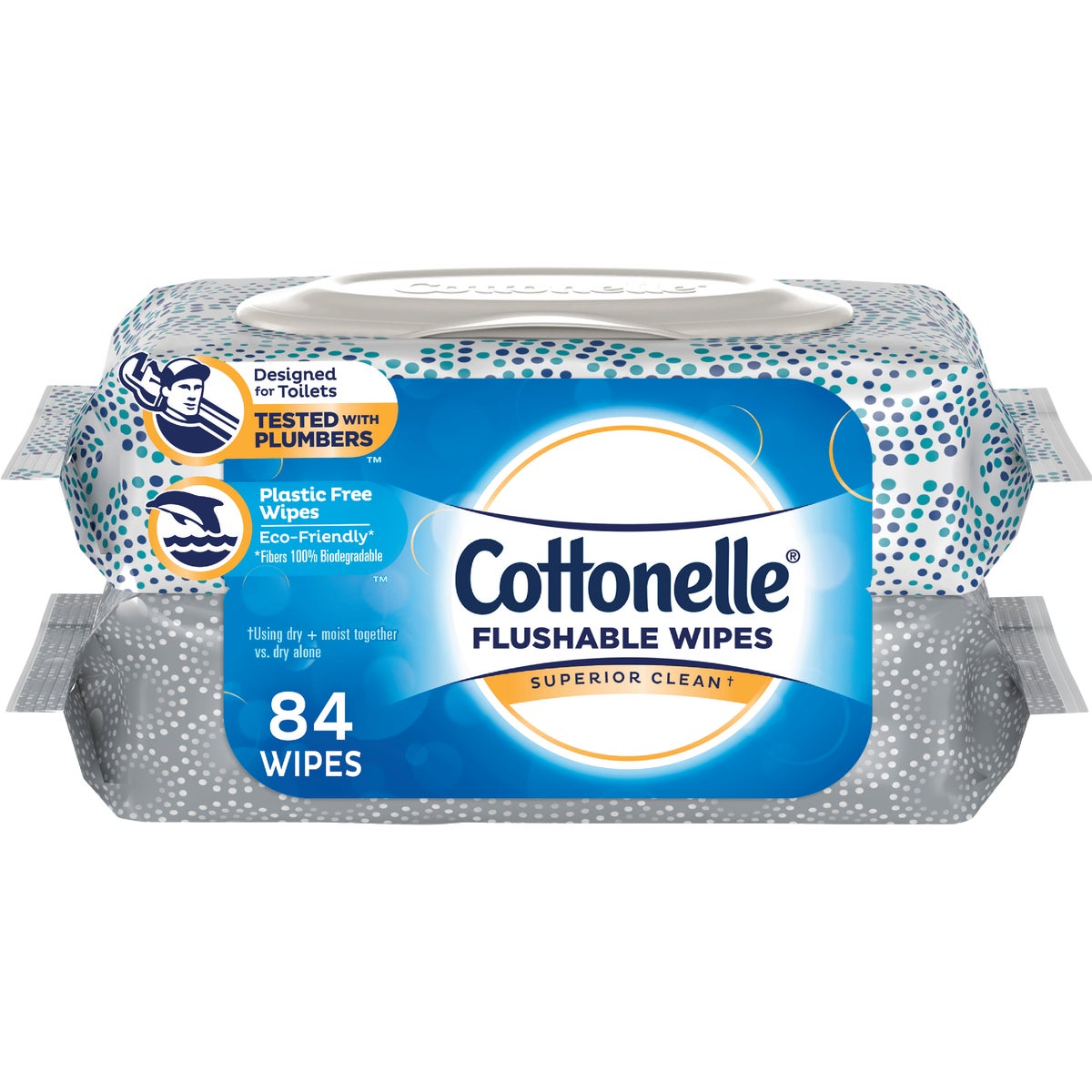 Cottonelle Flushable Wet Wipes, 2 Flip-Top Packs of 42 Wipes, 84 Total Wipes - image 1 of 10