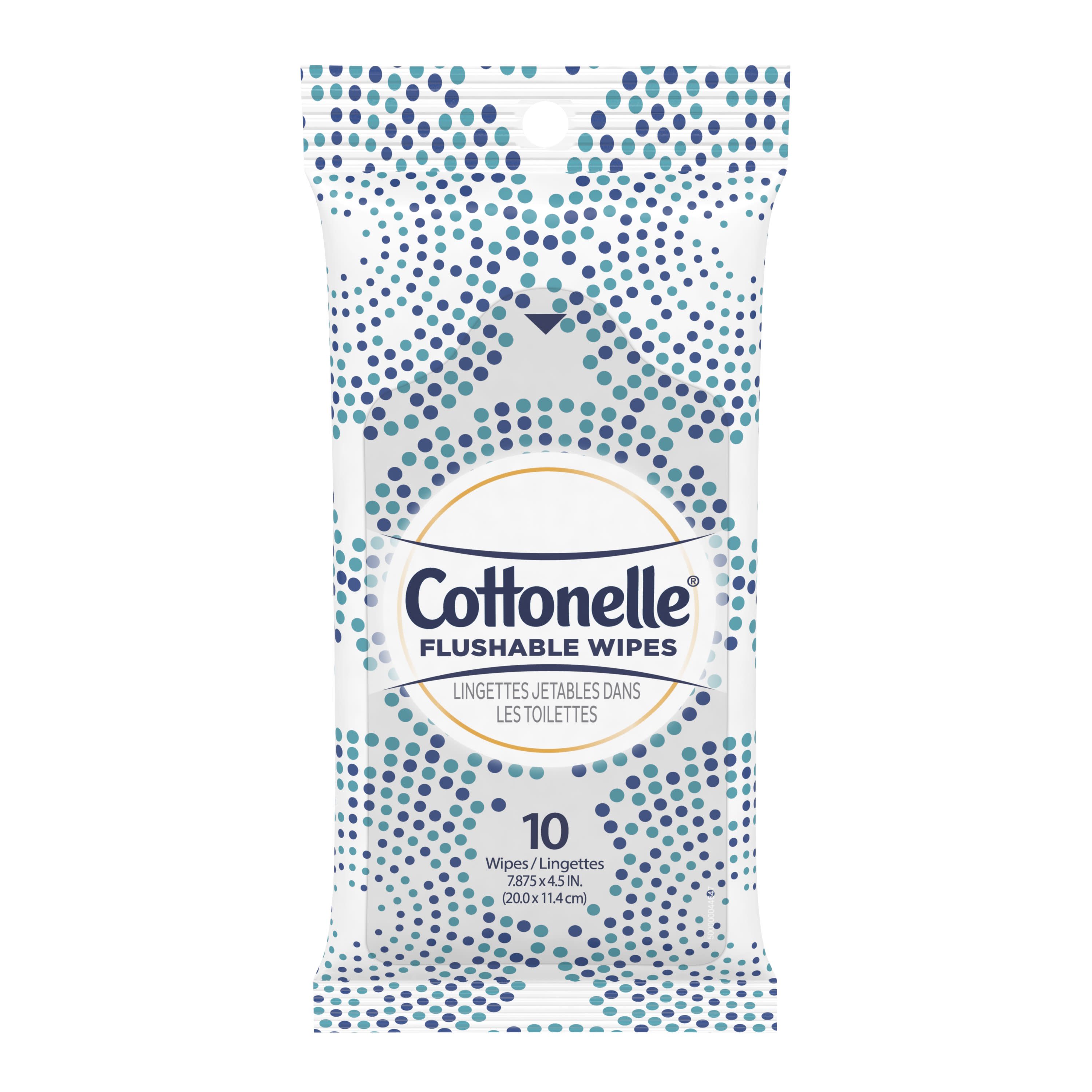 Cottonelle Flushable Wet Wipes, 24 Individually Wrapped Packs, 10 Wipes Each Pack (240 wipes total) - image 1 of 4