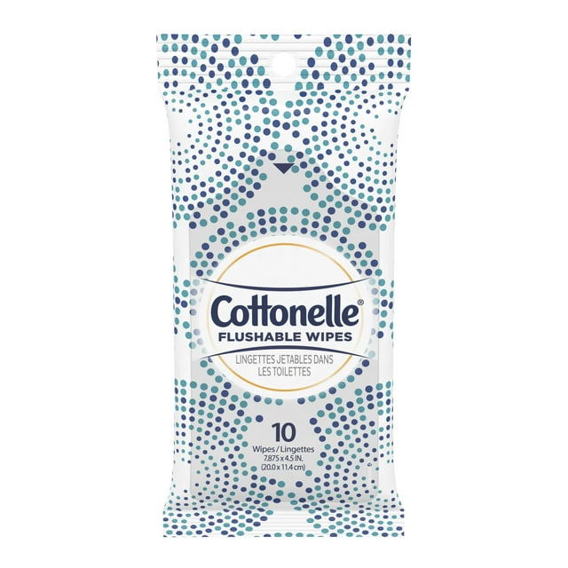 Cottonelle Flushable Wet Wipes, 24 Individually Wrapped Packs, 10 Wipes Each Pack (240 wipes total)