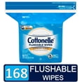 Cottonelle Flushable Wet Wipes for Adults, 1 Refill Pack, 168 Flushable Wipes, AlcoholFree