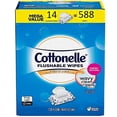thumbnail image 1 of Cottonelle Flushable Wipes | Mega Value Pack Of 588 Ct. (14 X 42 Count Resealable Soft Packs) Freshcare Flushable Wipes For Adults | Unscented Wet Wipes Flushable, 1 of 3