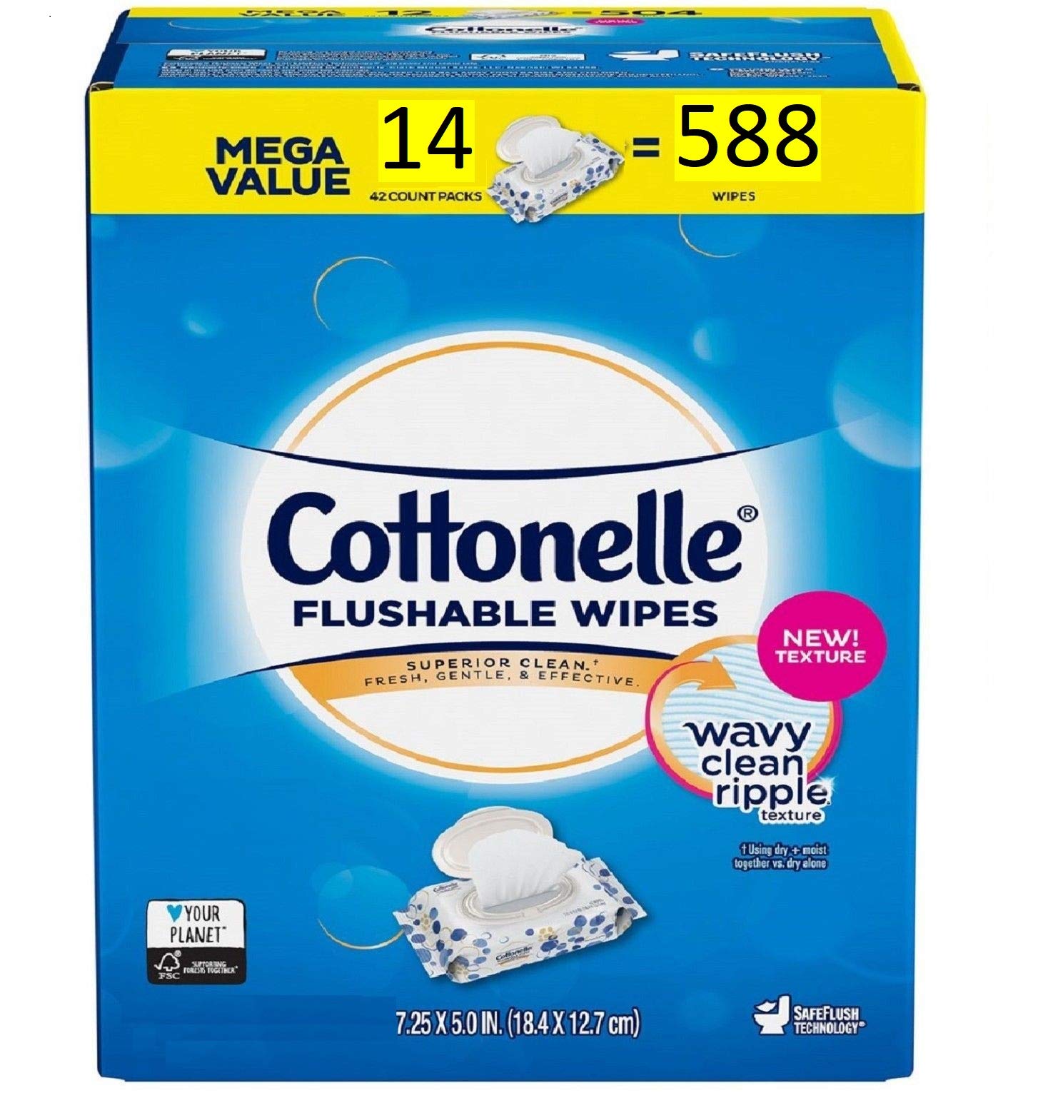 Cottonelle Flushable Wipes Mega Value Pack Of 588 Ct. (14 X 42 Count