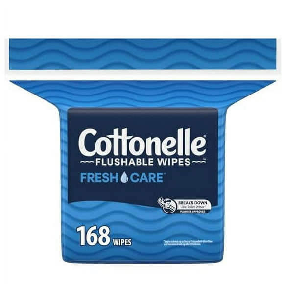 Cottonelle Fresh Care Flushable Wet Wipes, Adult Wet Wipes, 1 Refill Pack, 168 Wipes Per Pack, Packaging May Vary