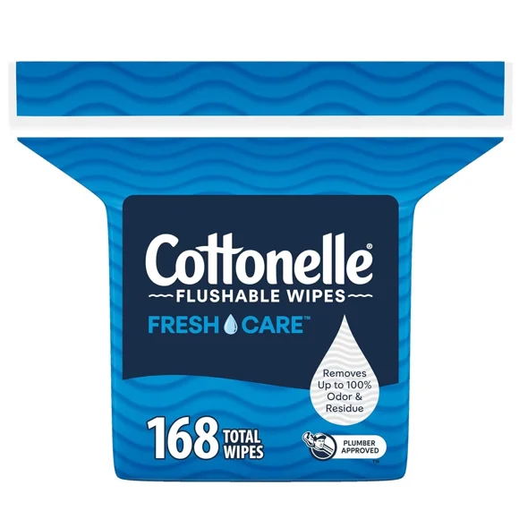 Cottonelle Fresh Care Flushable Wet Wipes, Adult Wet Wipes, 168 Wipes Per Pack