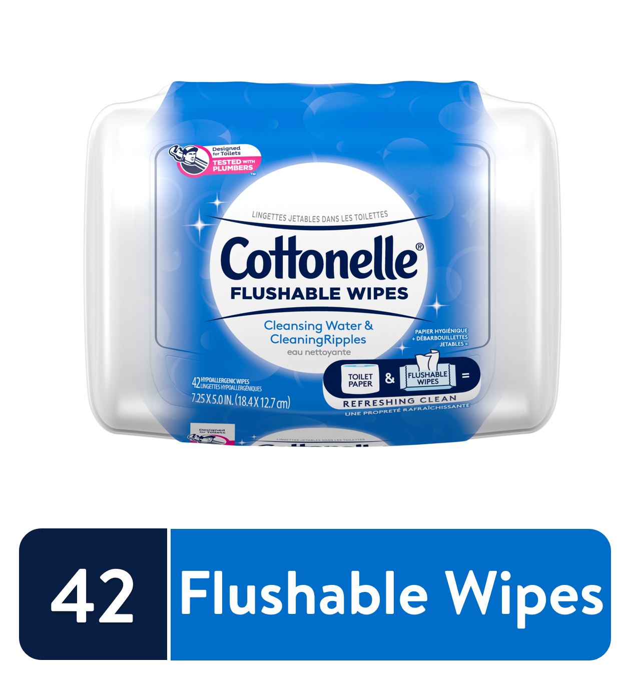 Cottonelle Fresh Care Flushable Wet Wipes, Flip-Top Resealable Tub, 42 Total Wipes - image 1 of 8