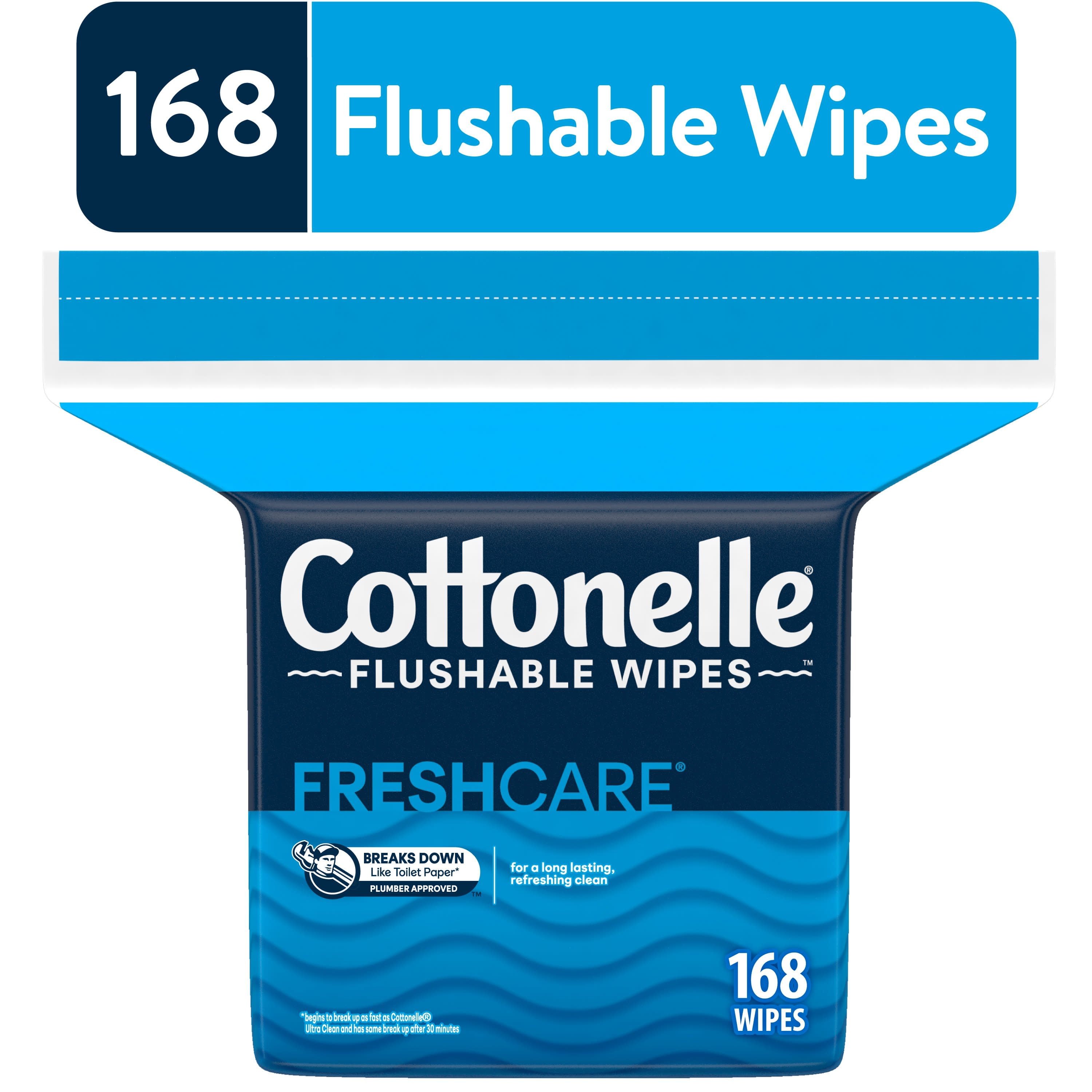 Cottonelle Fresh Care Flushable Wipes, 1 Refill Pack, 168 Wipes per