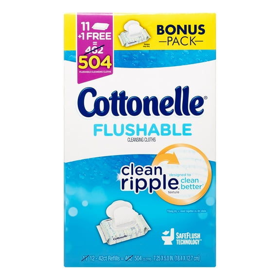 Cottonelle FreshCare Flushable Cleansing Cloths, Bonus 504 Ct