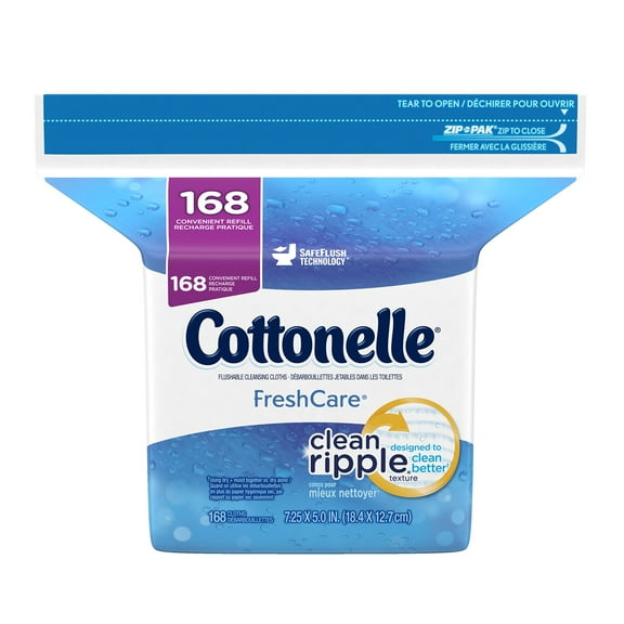 Cottonelle Freshcare Flushable Cleansing Cloths Refill, 168 Count
