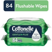 Cottonelle Gentle Plus Flushable Wet Wipes, 2 Flip-Top Packs
