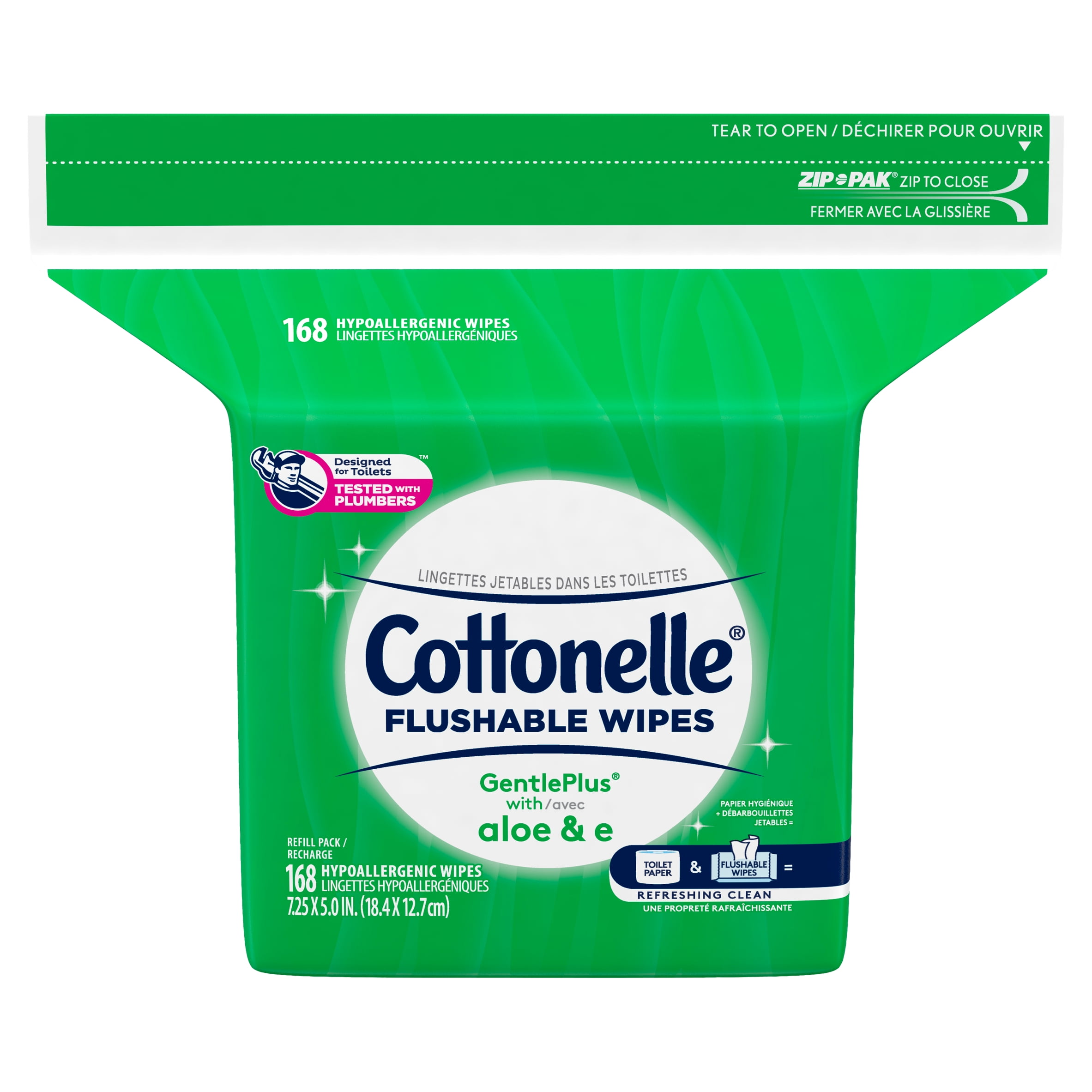 Cottonelle GentlePlus Flushable Wet Wipes with Aloe & Vitamin E, 1