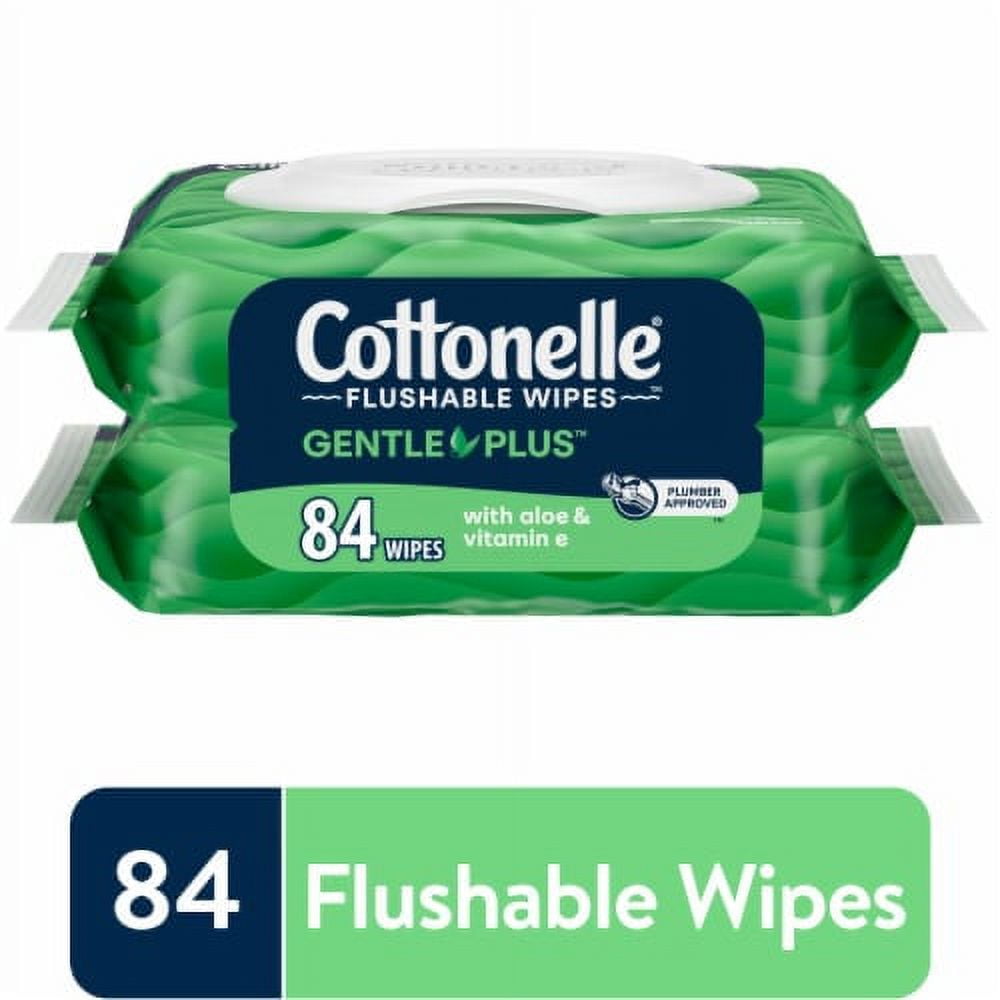 2X - Cottonelle GentlePlus Flushable Wet Wipes with Aloe & Vitamin E