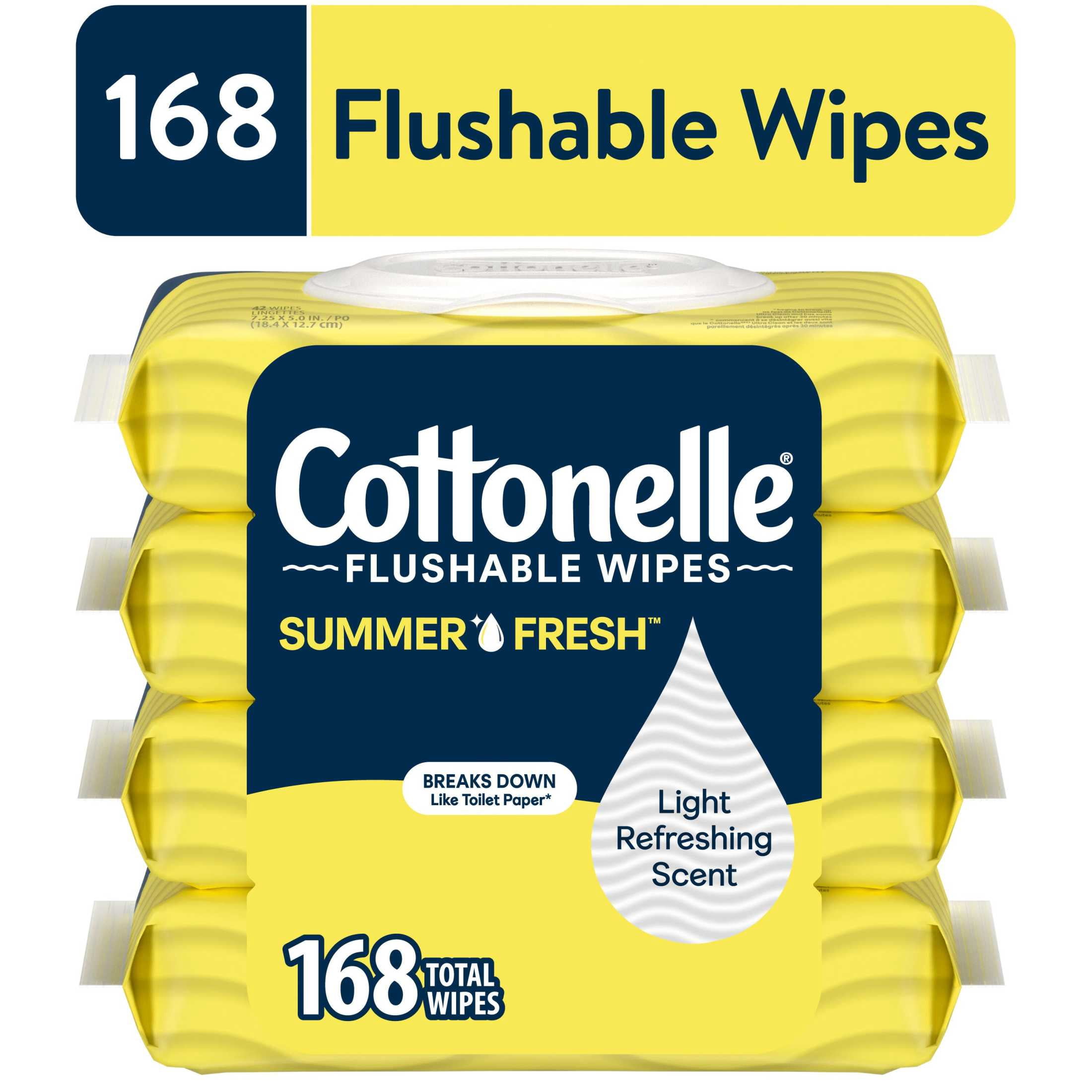 Cottonelle Flushable Wipes, Summer Fresh Scented, 4 Flip-Top Packs ...
