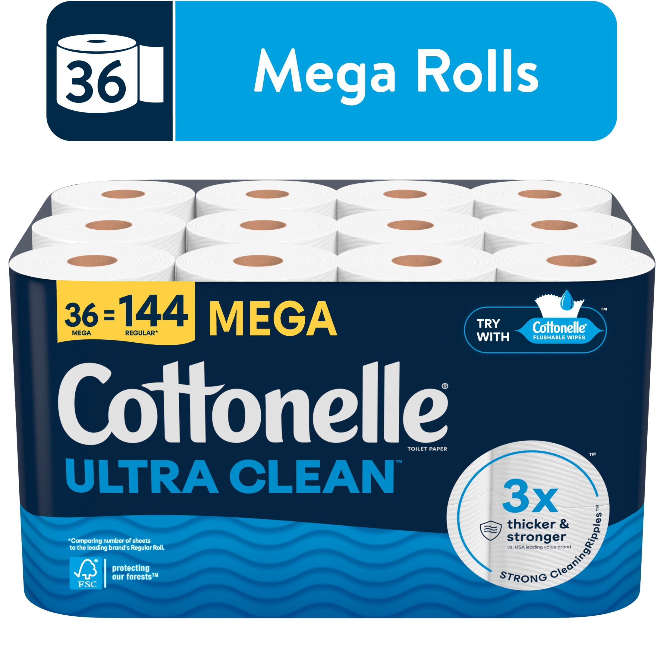 Cottonelle Ultra Clean Toilet Paper, Strong Toilet