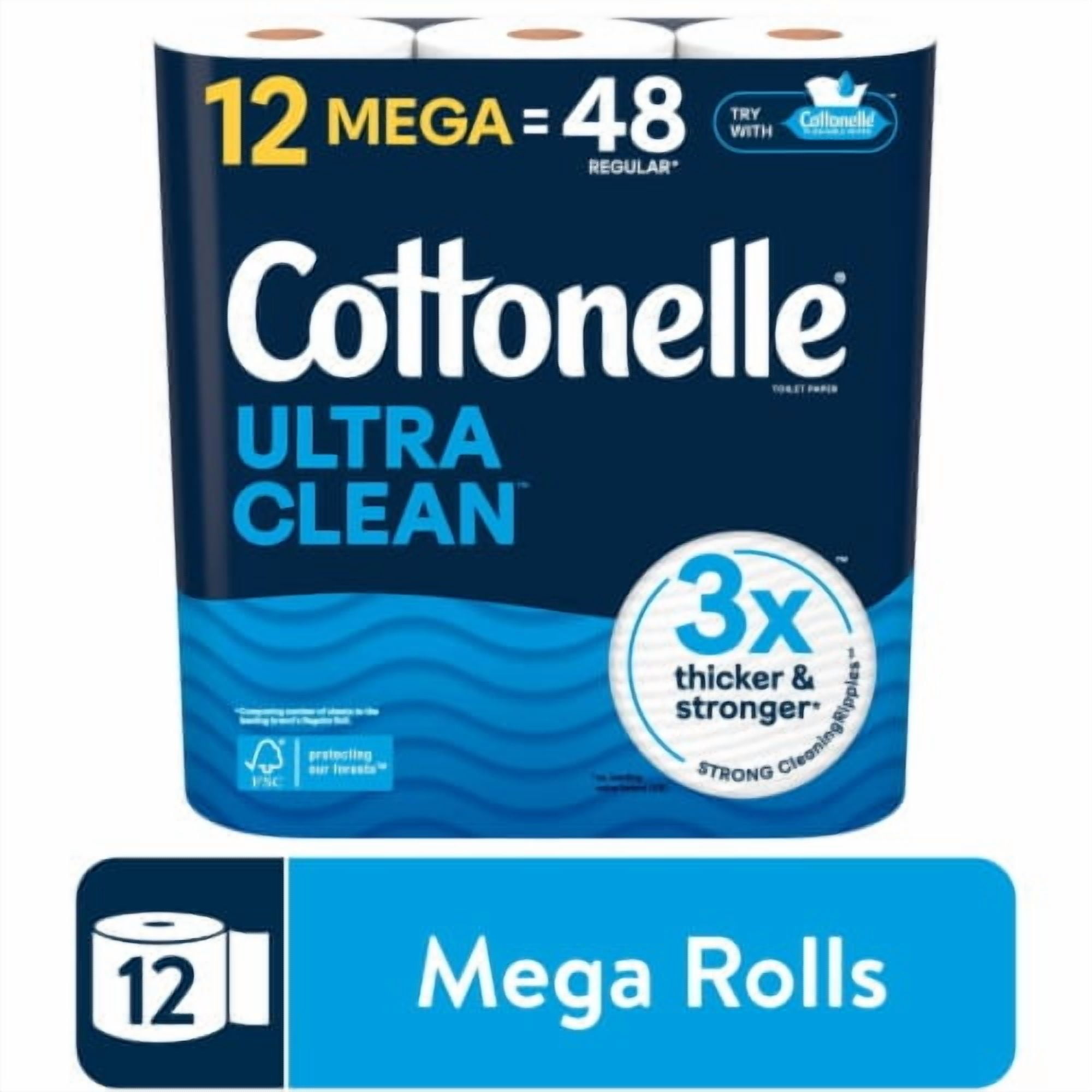 Cottonelle Ultra Clean Toilet Paper Mega Roll 12 rolls - Walmart.com
