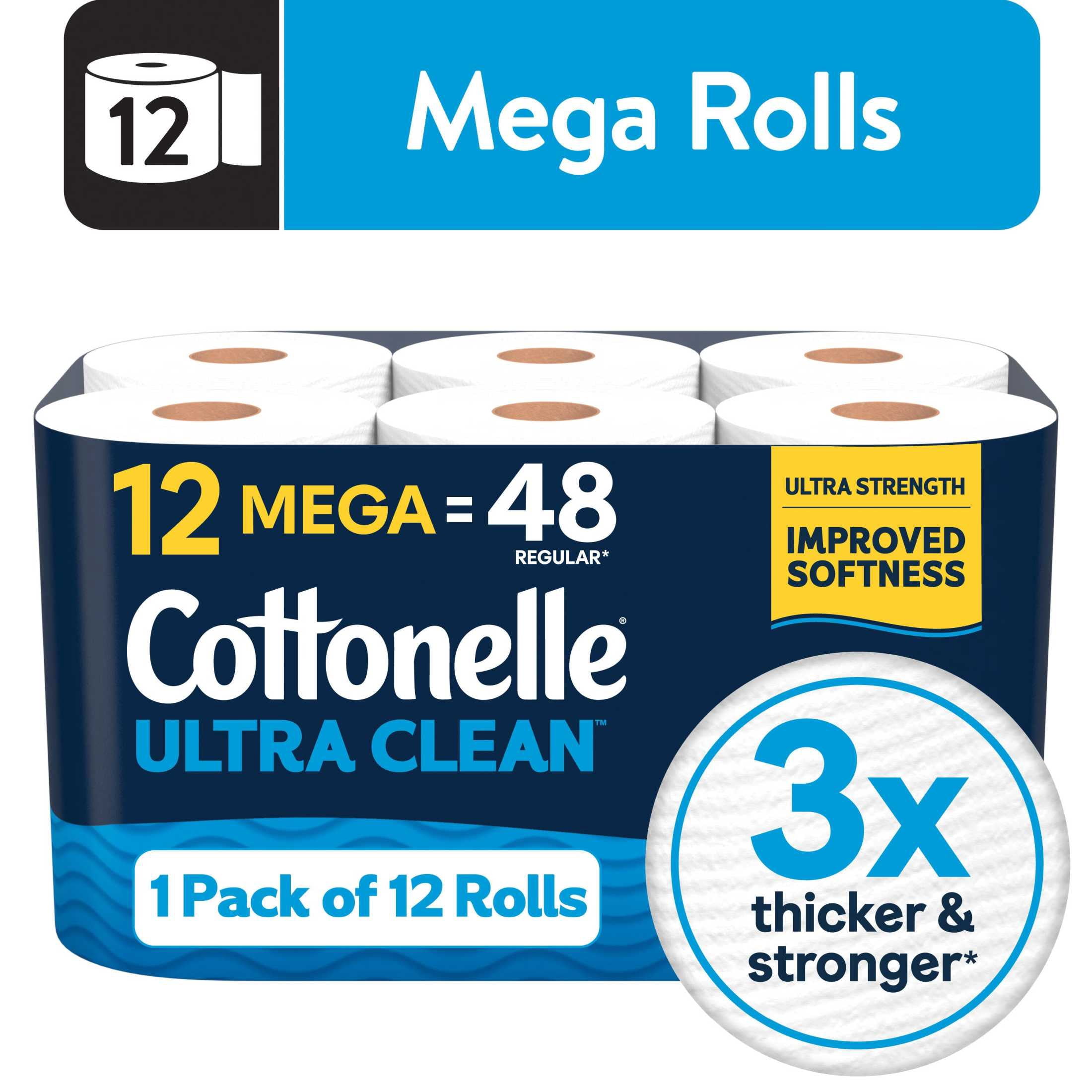 Cottonelle Ultra Clean Toilet Paper, 12 Mega Rolls