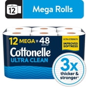 Cottonelle Ultra Clean Toilet Paper, 12 Mega Rolls