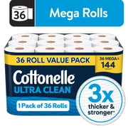Cottonelle Ultra Clean Toilet Paper, 36 Mega Rolls
