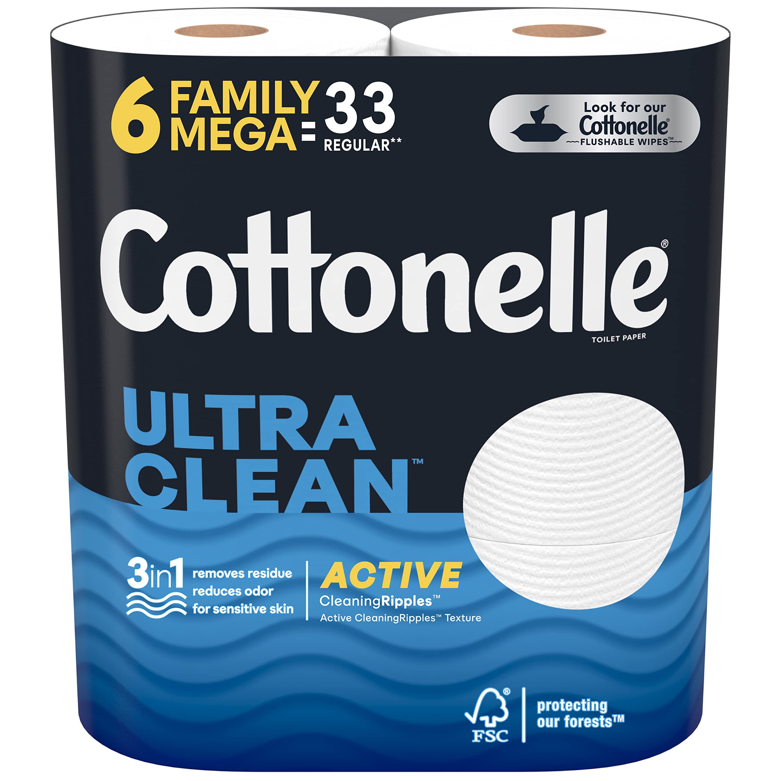 Cottonelle Ultra Clean Toilet Paper With Active Cleaningripples, 1Ply