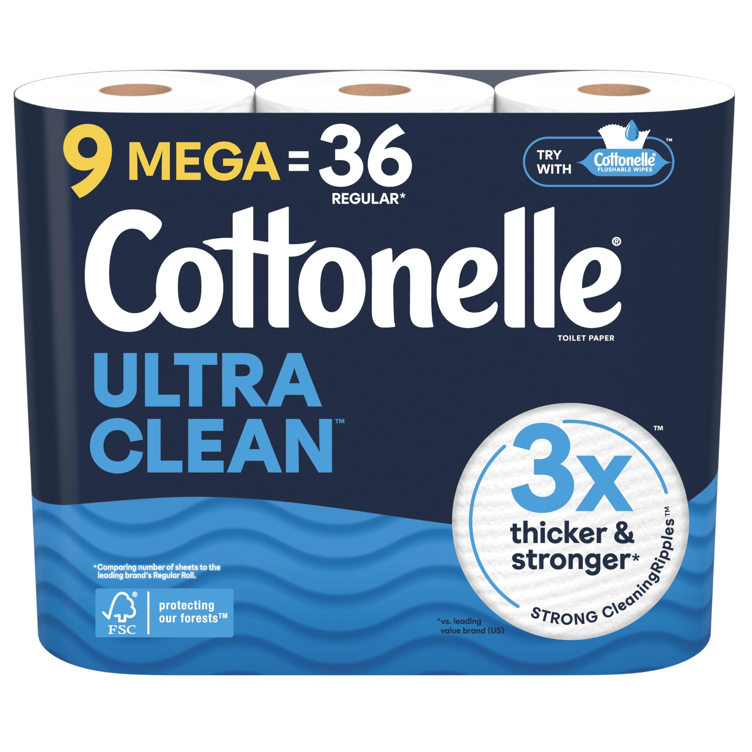 Cottonelle Ultra Clean Toilet TSF6 Paper, 9 Mega Rolls (9 Mega Rolls ...